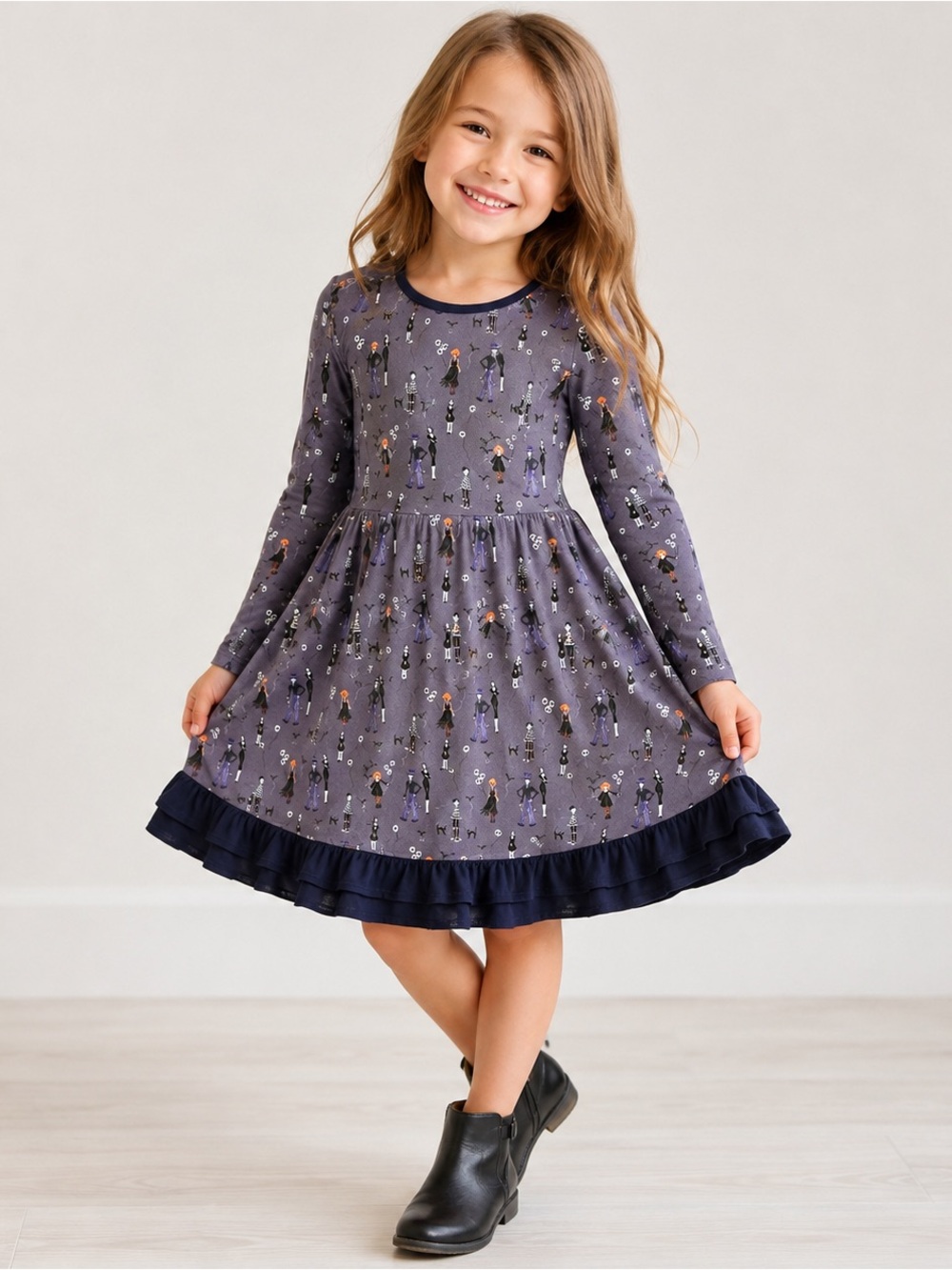 Free Birdees Girls Size 6 Bamboo Halloween Gothic Spooky Twirl Dress